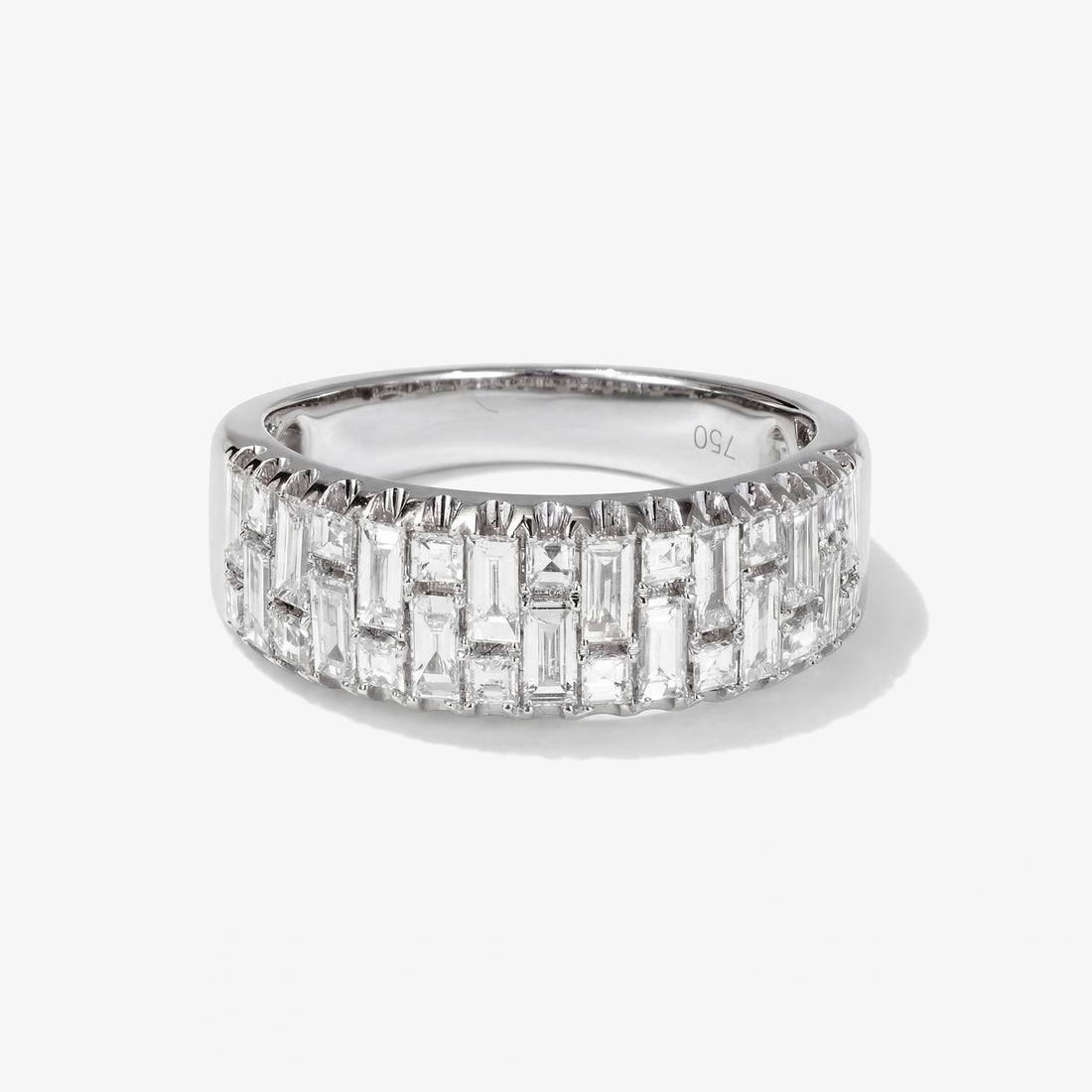 1.04ct Natural Diamond Mosaic Illusion Band Ring in 18K White Gold - JewelryAndStore