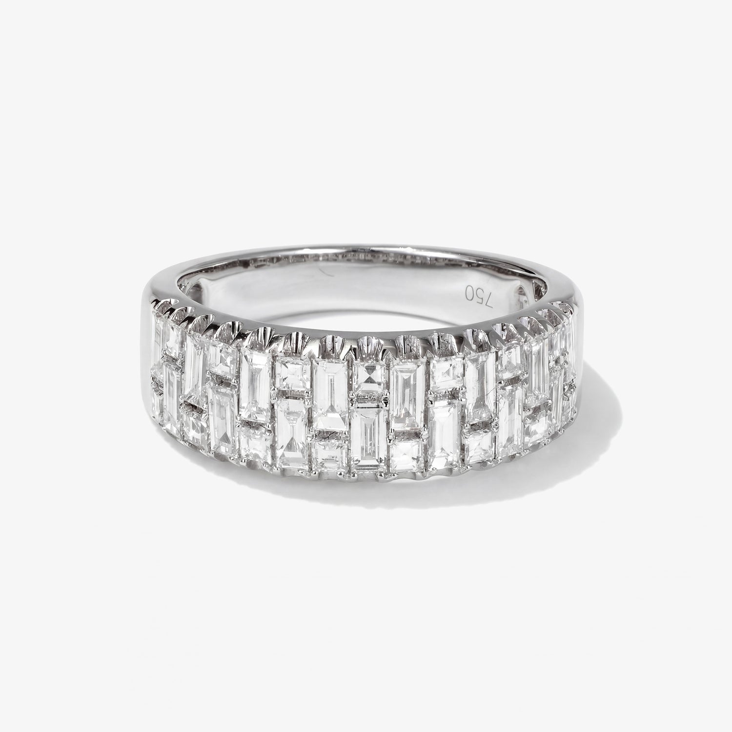 1.04ct Natural Diamond Mosaic Illusion Band Ring in 18K White Gold - JewelryAndStore