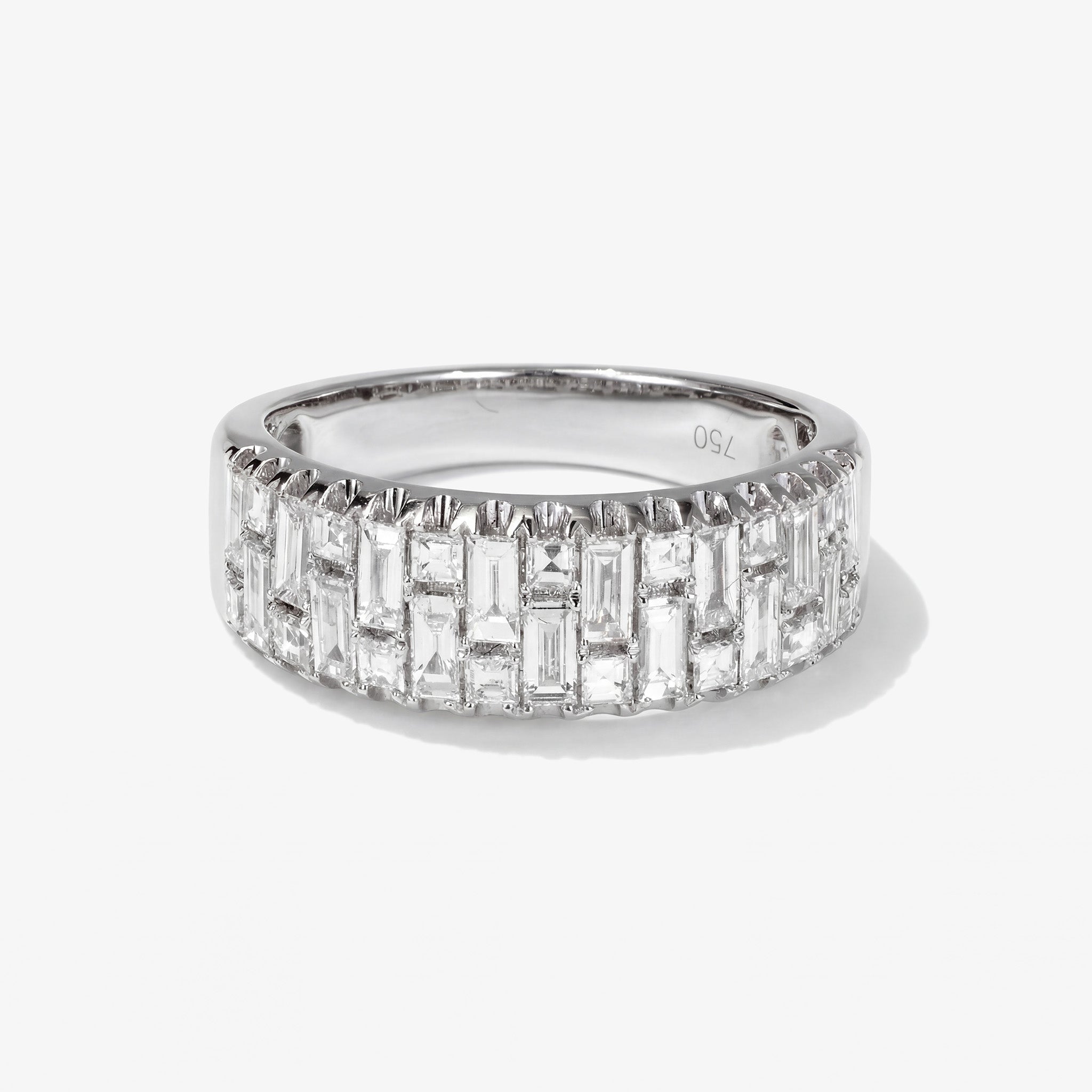 1.04ct Natural Diamond Mosaic Illusion Band Ring in 18K White Gold - JewelryAndStore