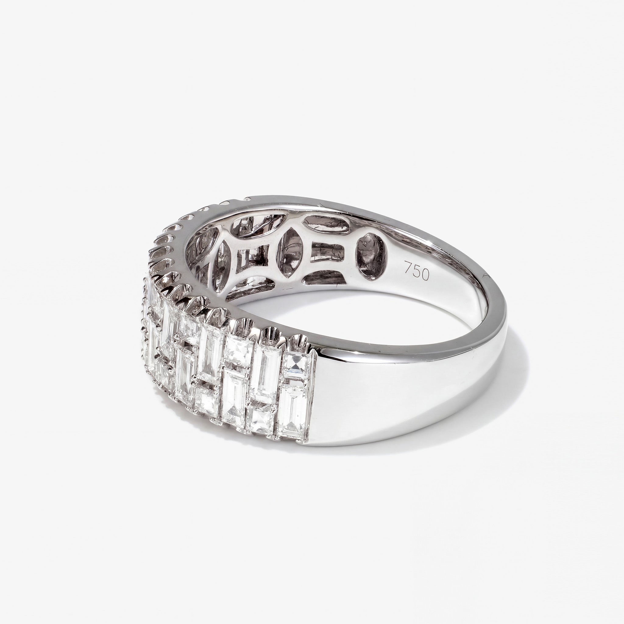 1.04ct Natural Diamond Mosaic Illusion Band Ring in 18K White Gold - JewelryAndStore