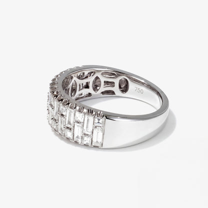 1.04ct Natural Diamond Mosaic Illusion Band Ring in 18K White Gold - JewelryAndStore