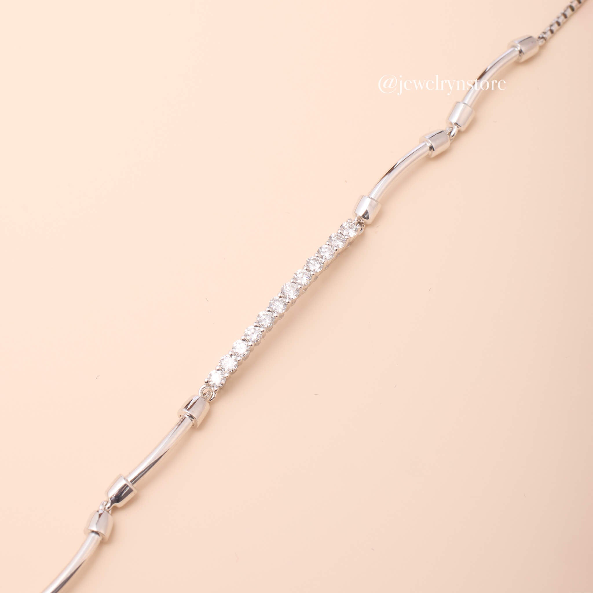 18K Natural Diamond Bar Bracelet - Jewelry And Store