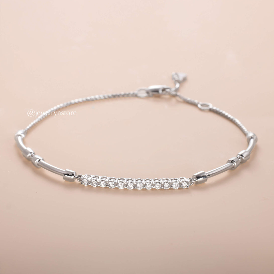 18K Natural Diamond Bar Bracelet - Jewelry And Store