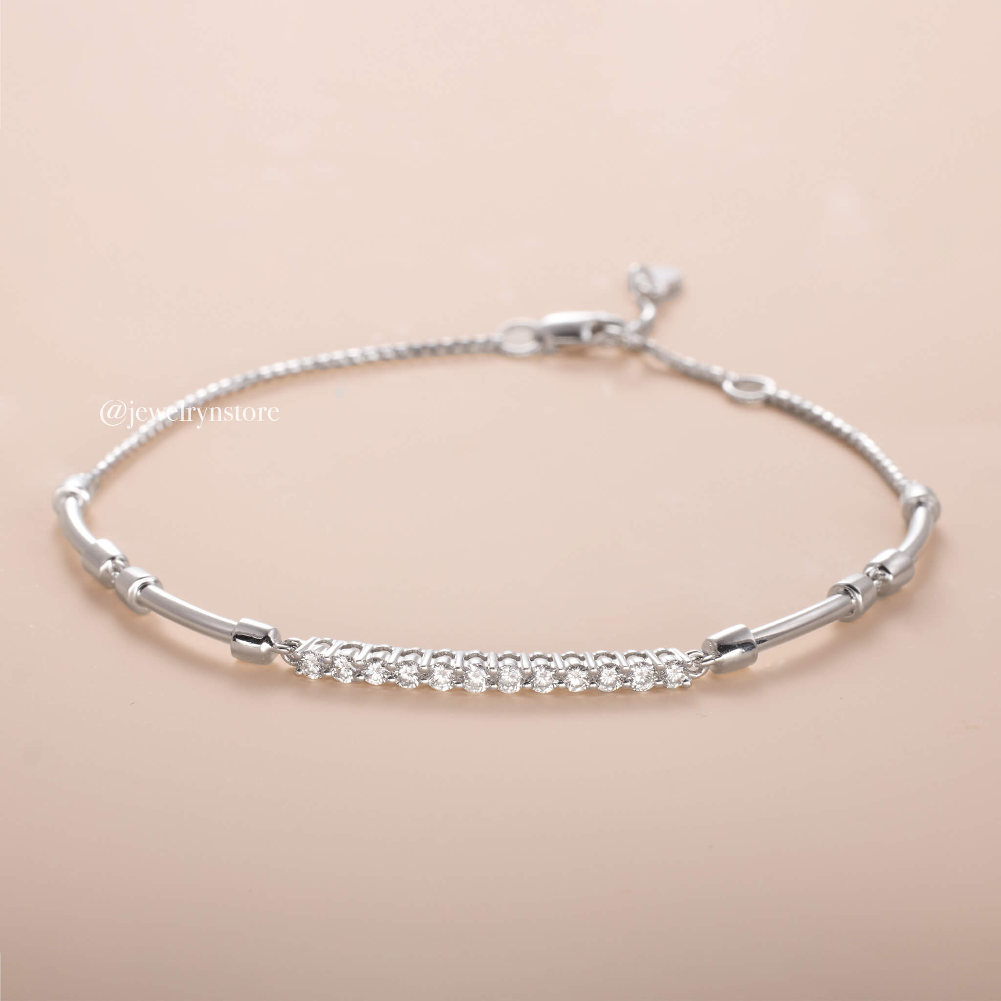 18K Natural Diamond Bar Bracelet