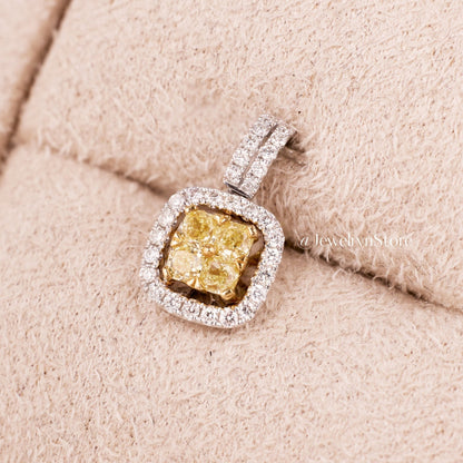 Classic Yellow Diamond Halo Pendant - Jewelry And Store