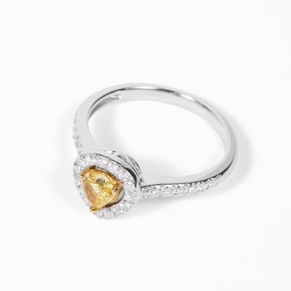 18K Gold Two - Tone Split Shank Ring with 0.45ct.tw. Natural Yellow Diamond - JewelryAndStore