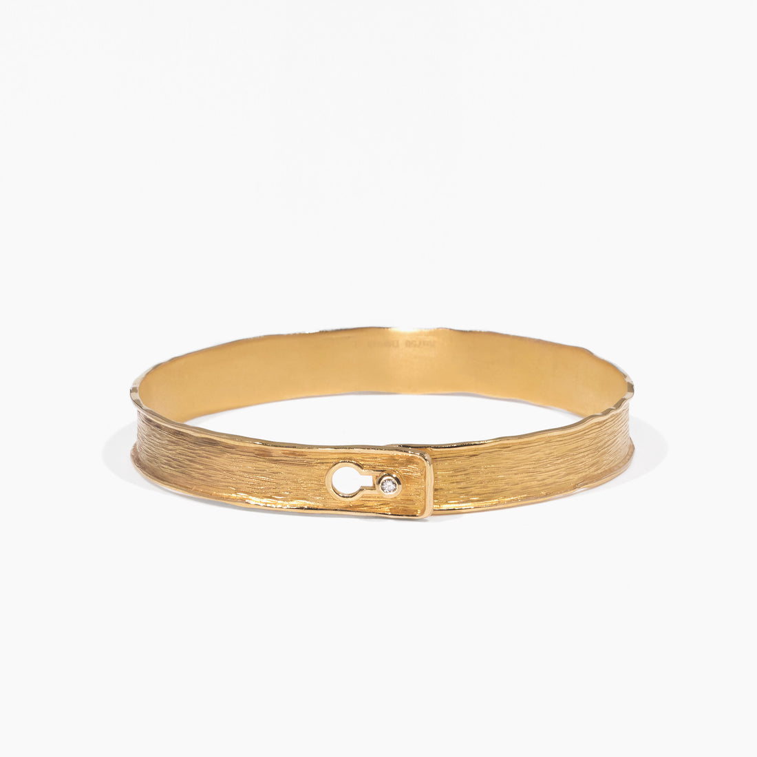 18K gold diamond bangle with hand - hammered texture - Jewelry And Store
