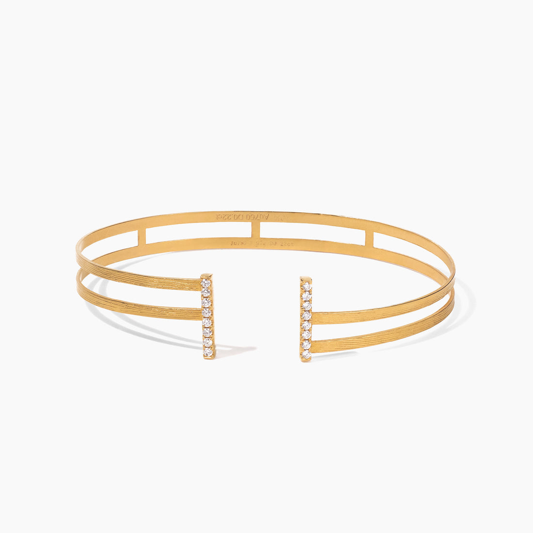 18K Gold Diamond Cuff Bangle with hand - hammered texture - Jewelry And Store