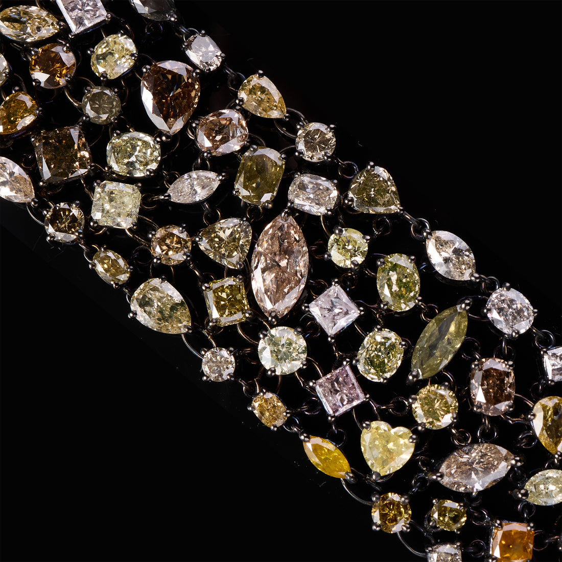 18K White Gold Bracelet with Natural Color Diamonds - Jewelry And Store