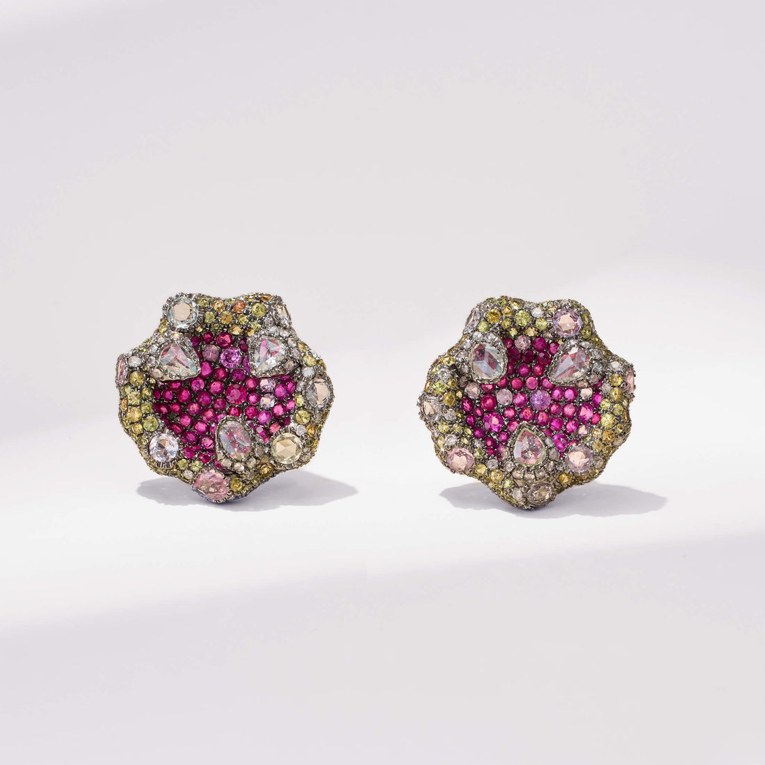 18K Gold Sapphire &amp; Diamond Flower Earrings - Jewelry And Store