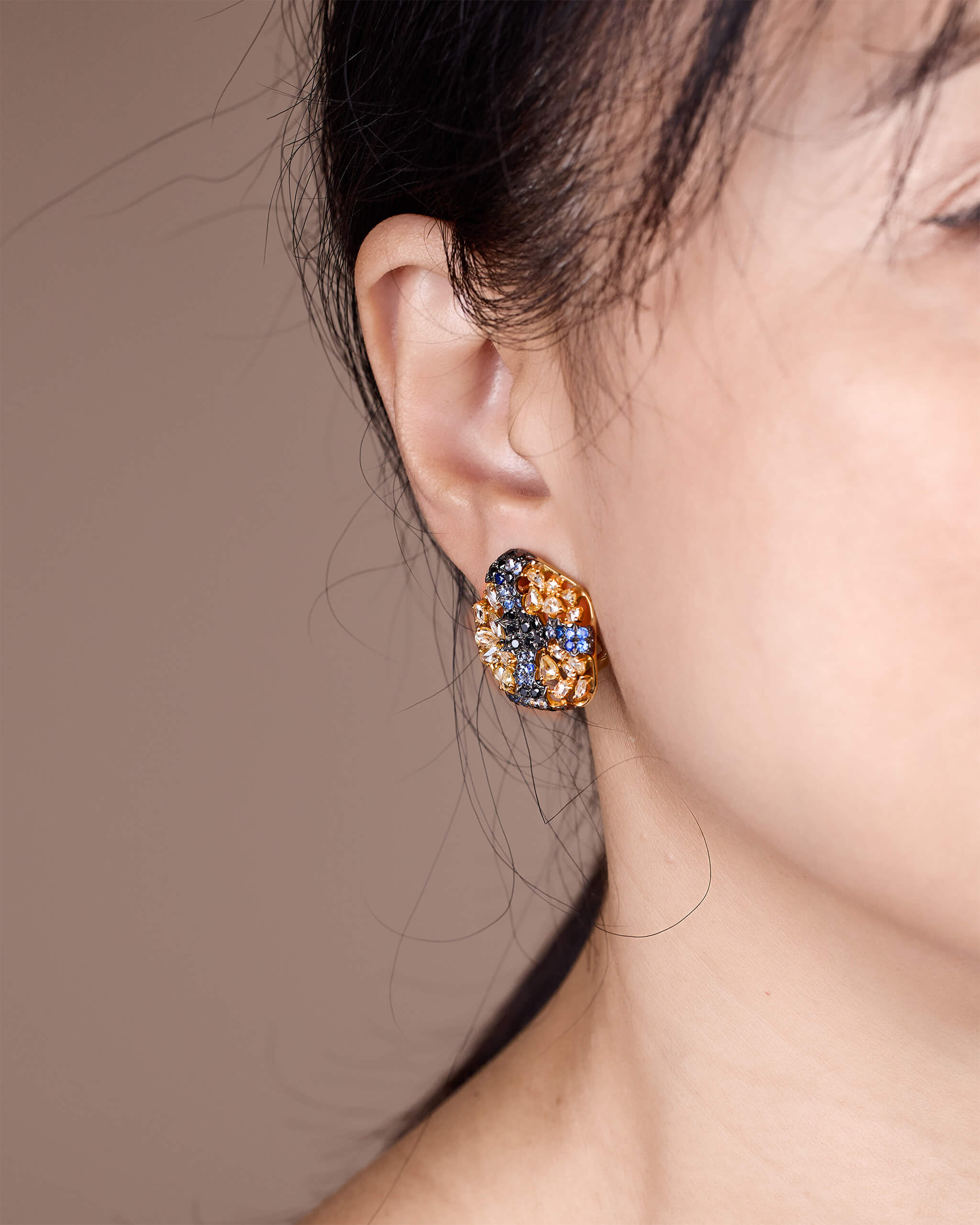 18K Gold Blue Sapphire &amp; Diamond Earrings - Jewelry And Store