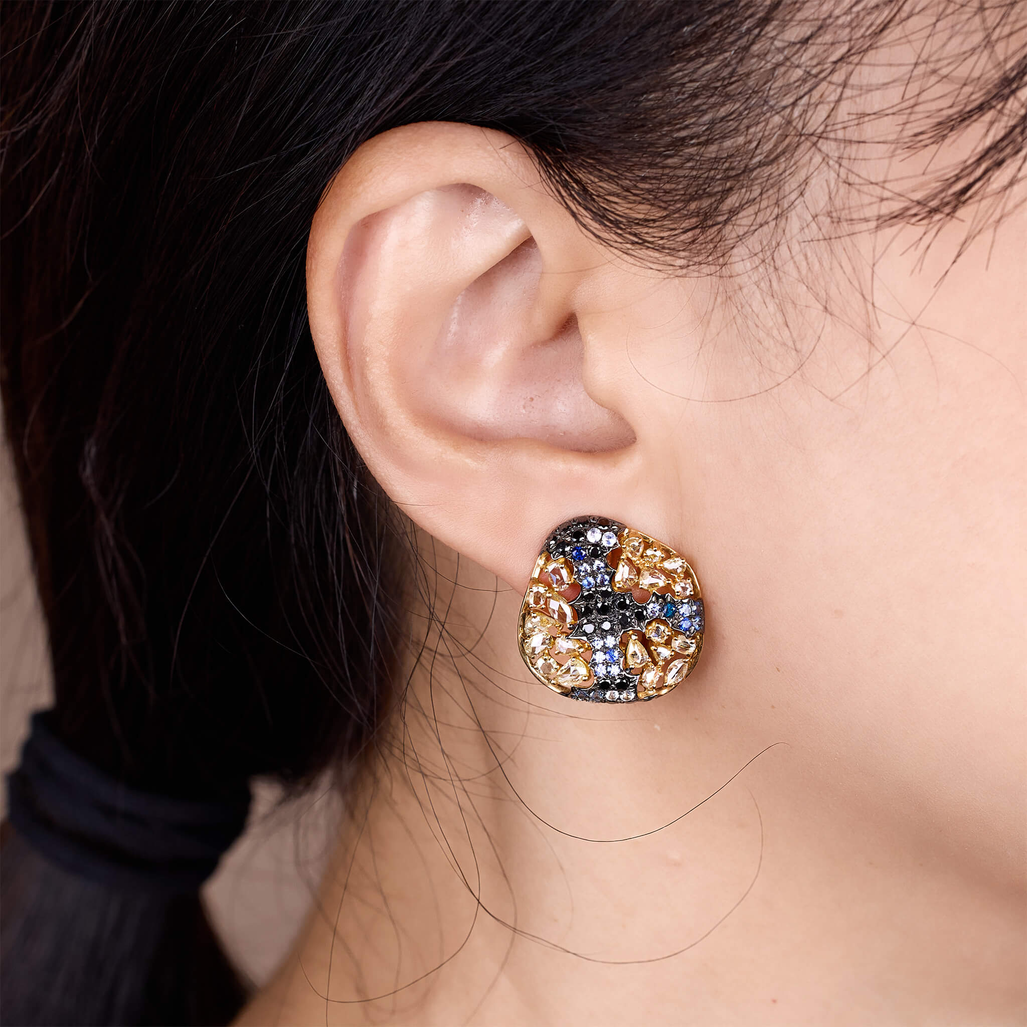 18K Gold Blue Sapphire &amp; Diamond Earrings - Jewelry And Store