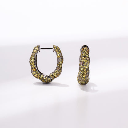 18K Gold Yellow Sapphire &amp; Diamond Hoop Earrings - Jewelry And Store