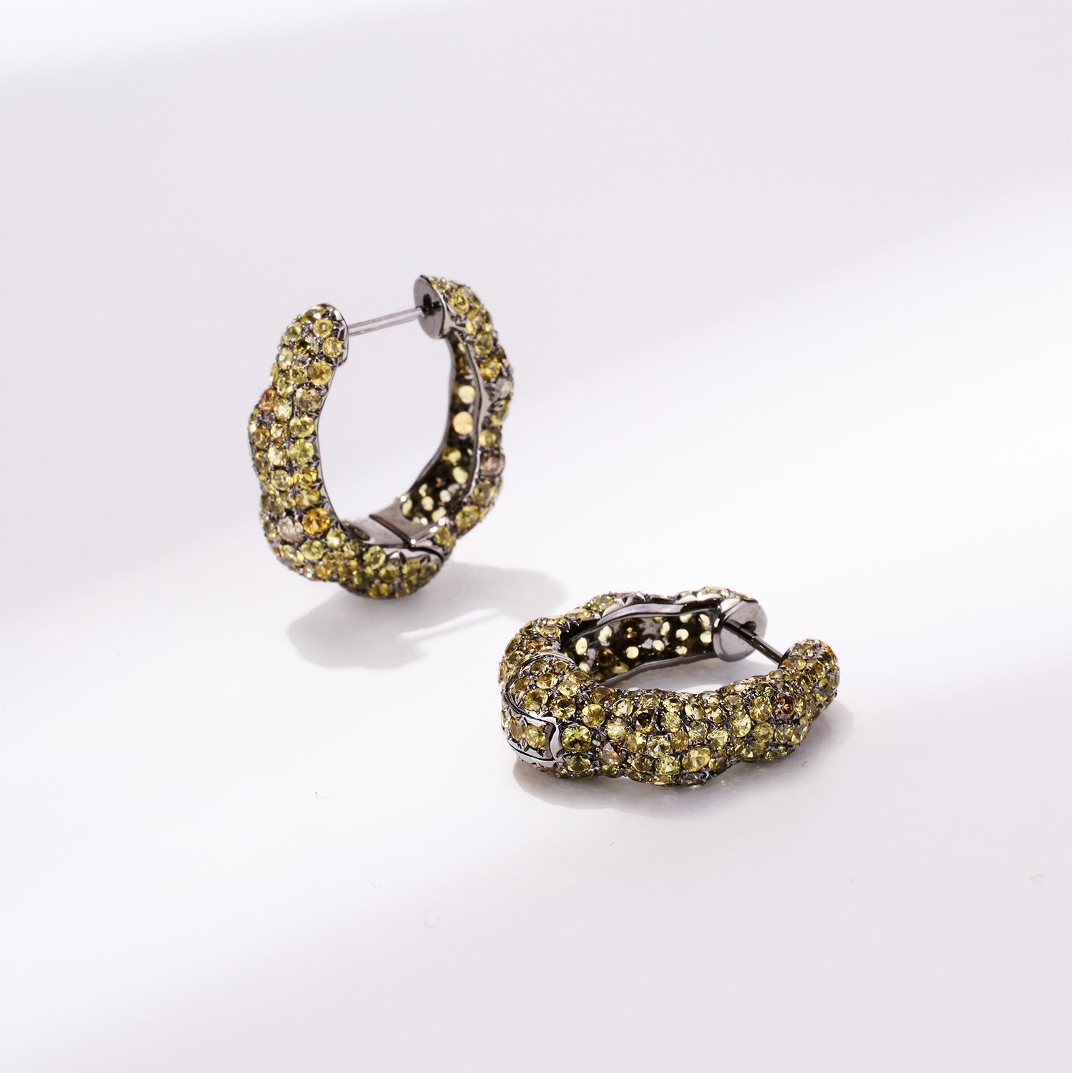 18K Gold Yellow Sapphire &amp; Diamond Hoop Earrings - Jewelry And Store
