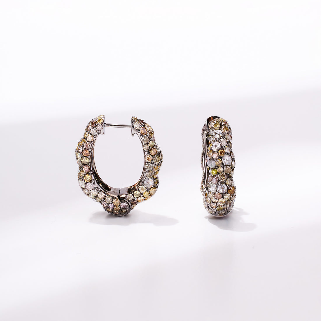 18K Gold Yellow Sapphire &amp; Diamond Hoop Earrings - Jewelry And Store