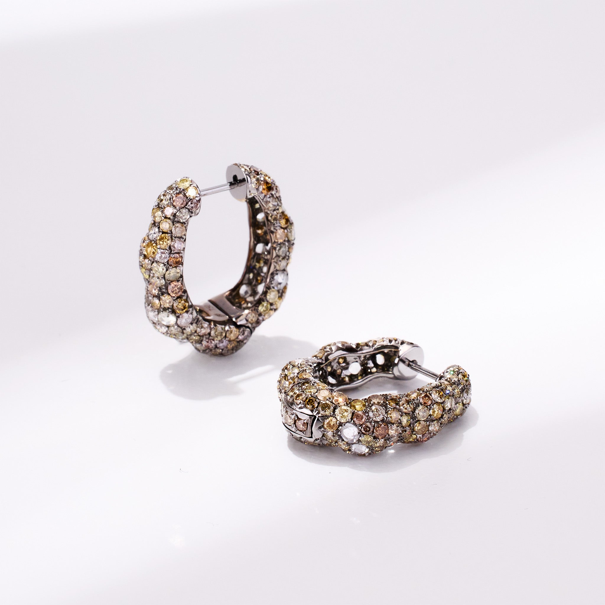 18K Gold Yellow Sapphire &amp; Diamond Hoop Earrings - Jewelry And Store