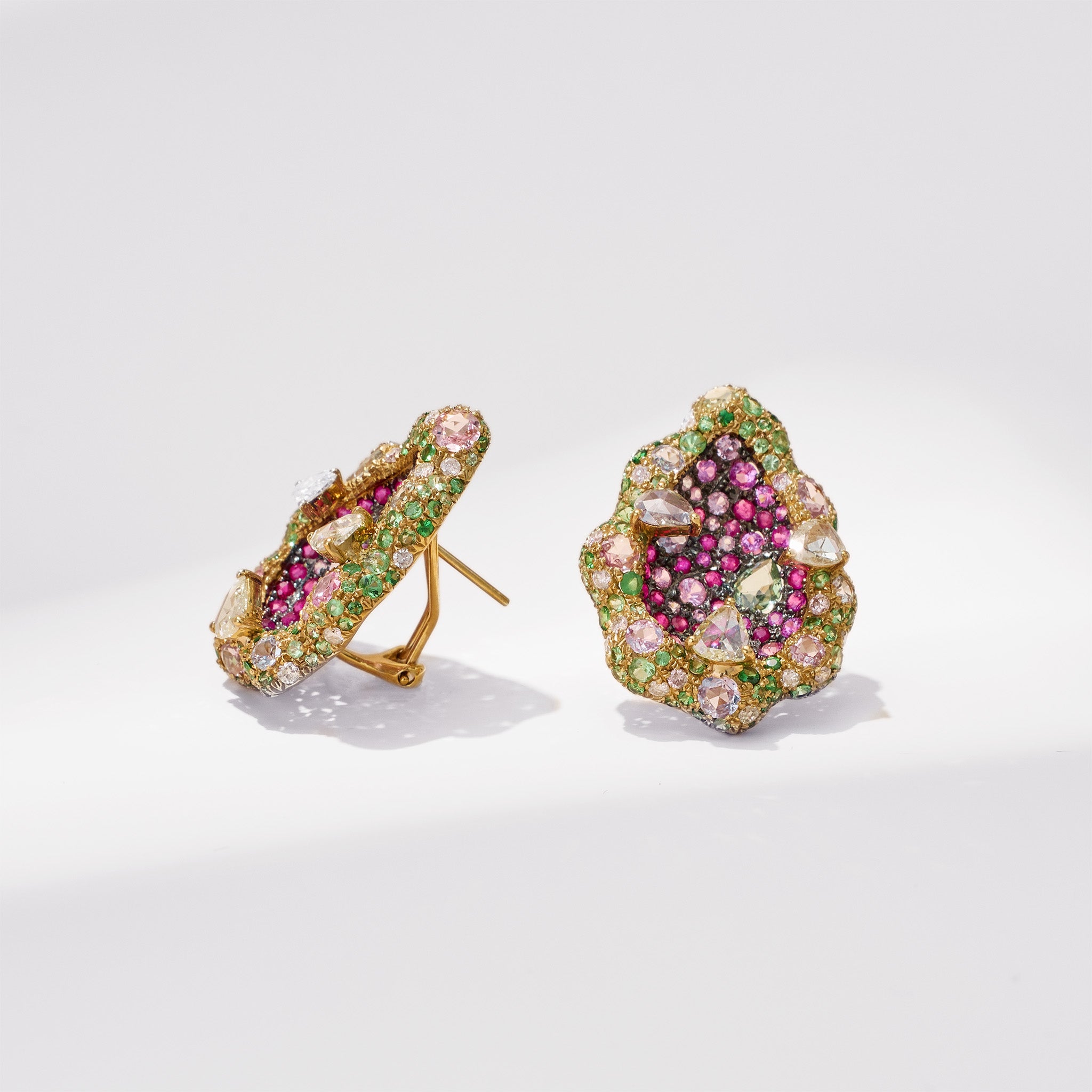 18K Gold Sapphire &amp; Diamond Earrings - Jewelry And Store