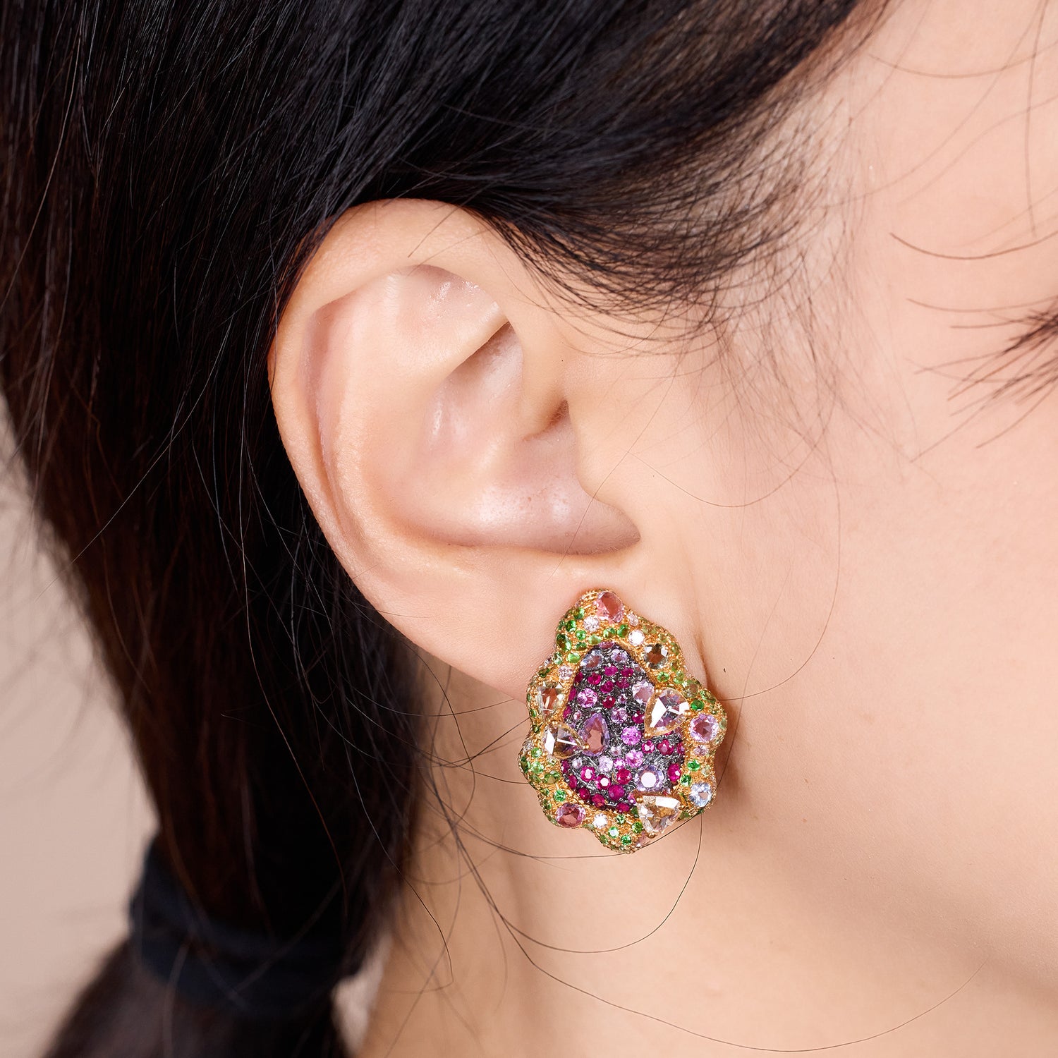18K Gold Sapphire &amp; Diamond Earrings - Jewelry And Store