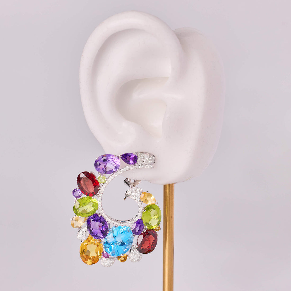 18K Gold Color Sapphire & Diamond Evening Party Earrings - Jewelry And Store