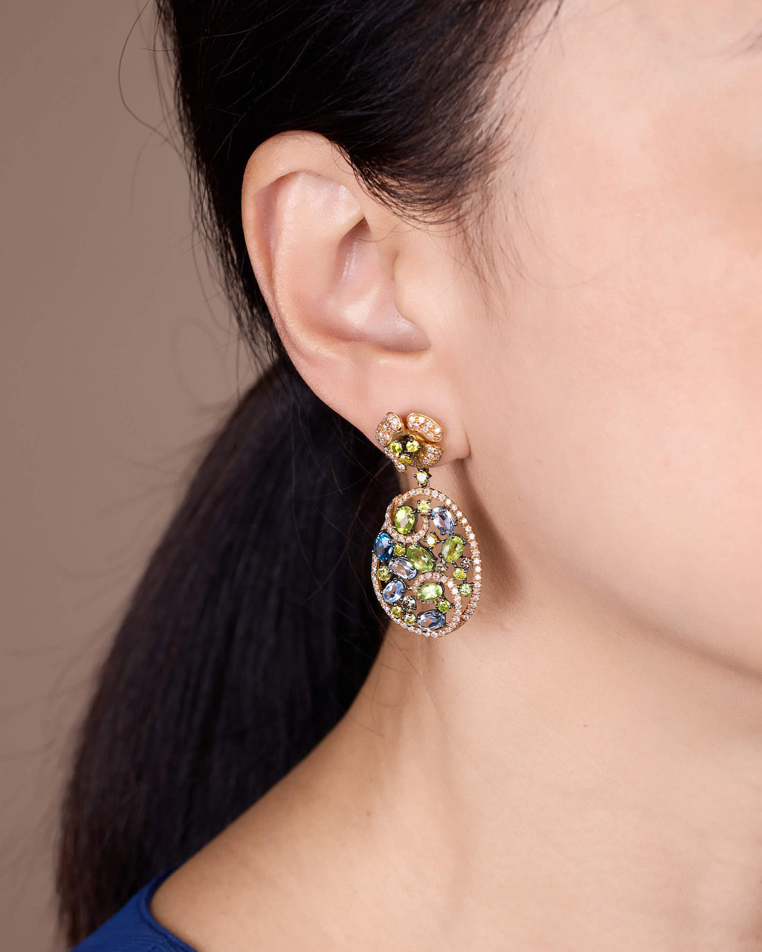 18K Gold Fancy Sapphire &amp; Diamond Drop Earrings - Jewelry And Store