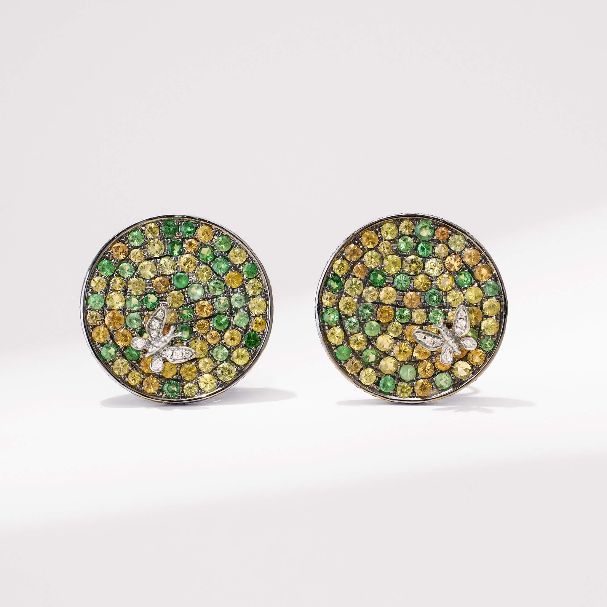 18K Gold Color Sapphire &amp; Diamond Earrings - Jewelry And Store