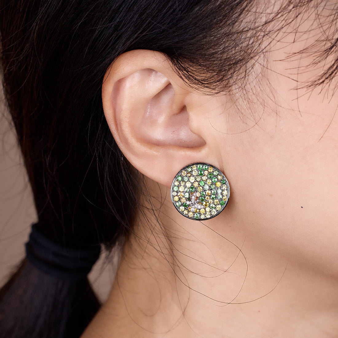 18K Gold Color Sapphire & Diamond Earrings - Jewelry And Store