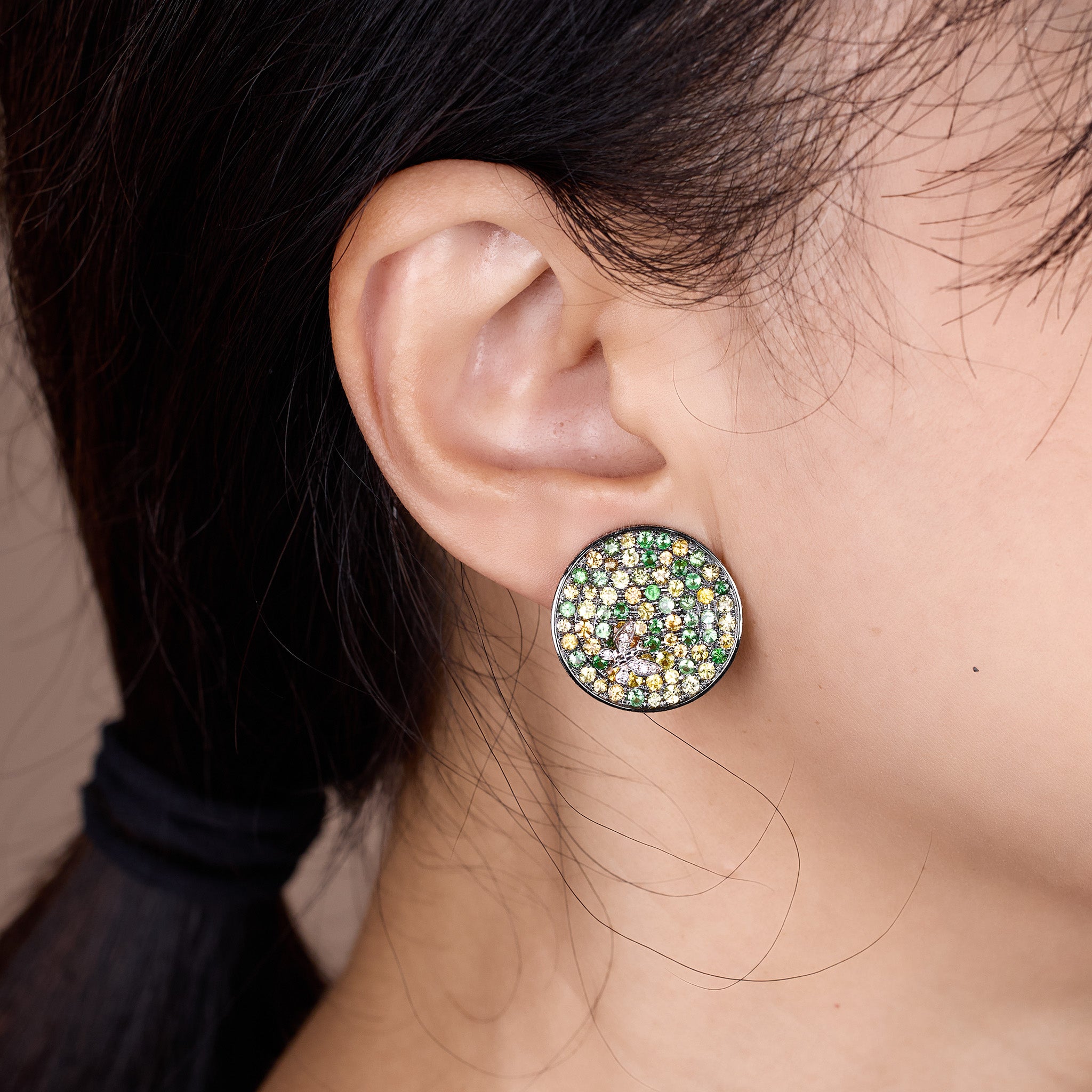 18K Gold Color Sapphire &amp; Diamond Earrings - Jewelry And Store