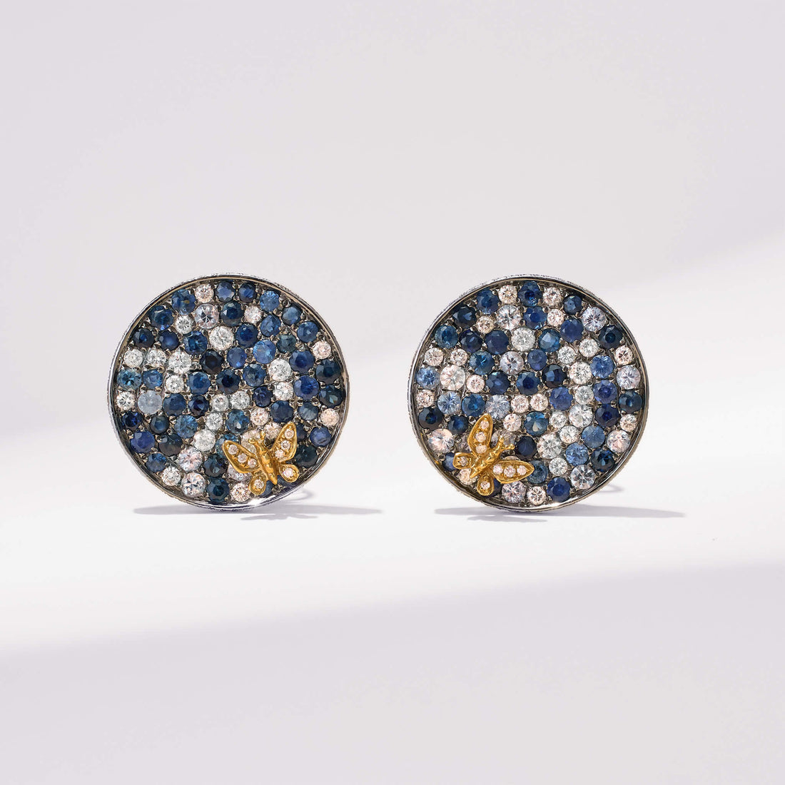18K Gold Blue Sapphire & Diamond Earrings - Jewelry And Store
