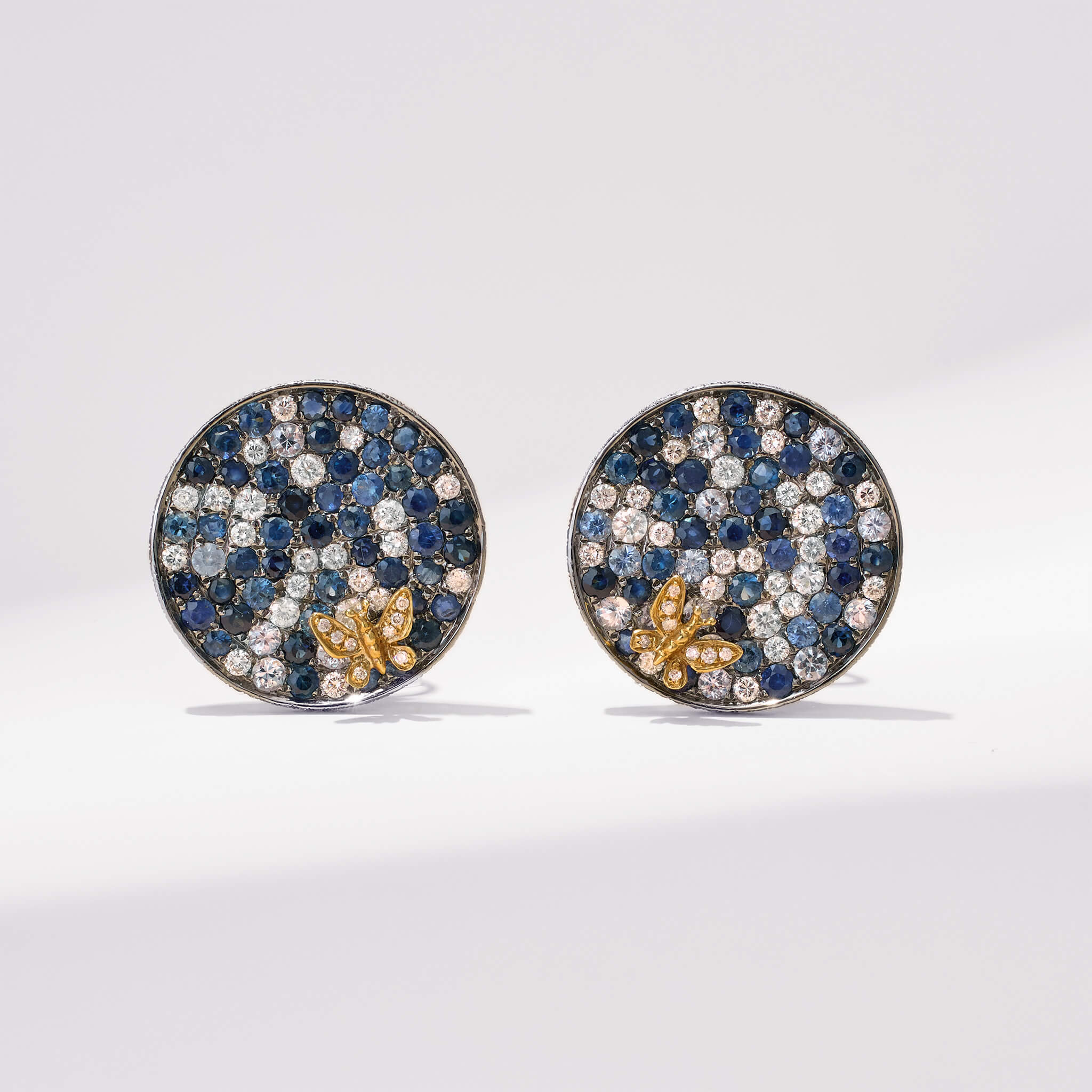 18K Gold Blue Sapphire &amp; Diamond Earrings - Jewelry And Store
