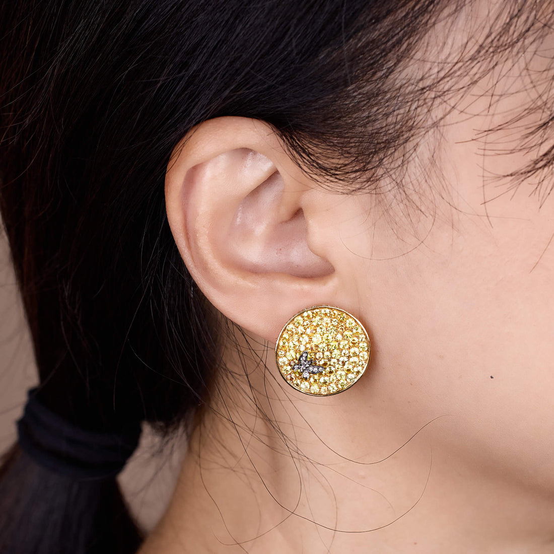 18K Gold Yellow Sapphire & Diamond Earrings - Jewelry And Store