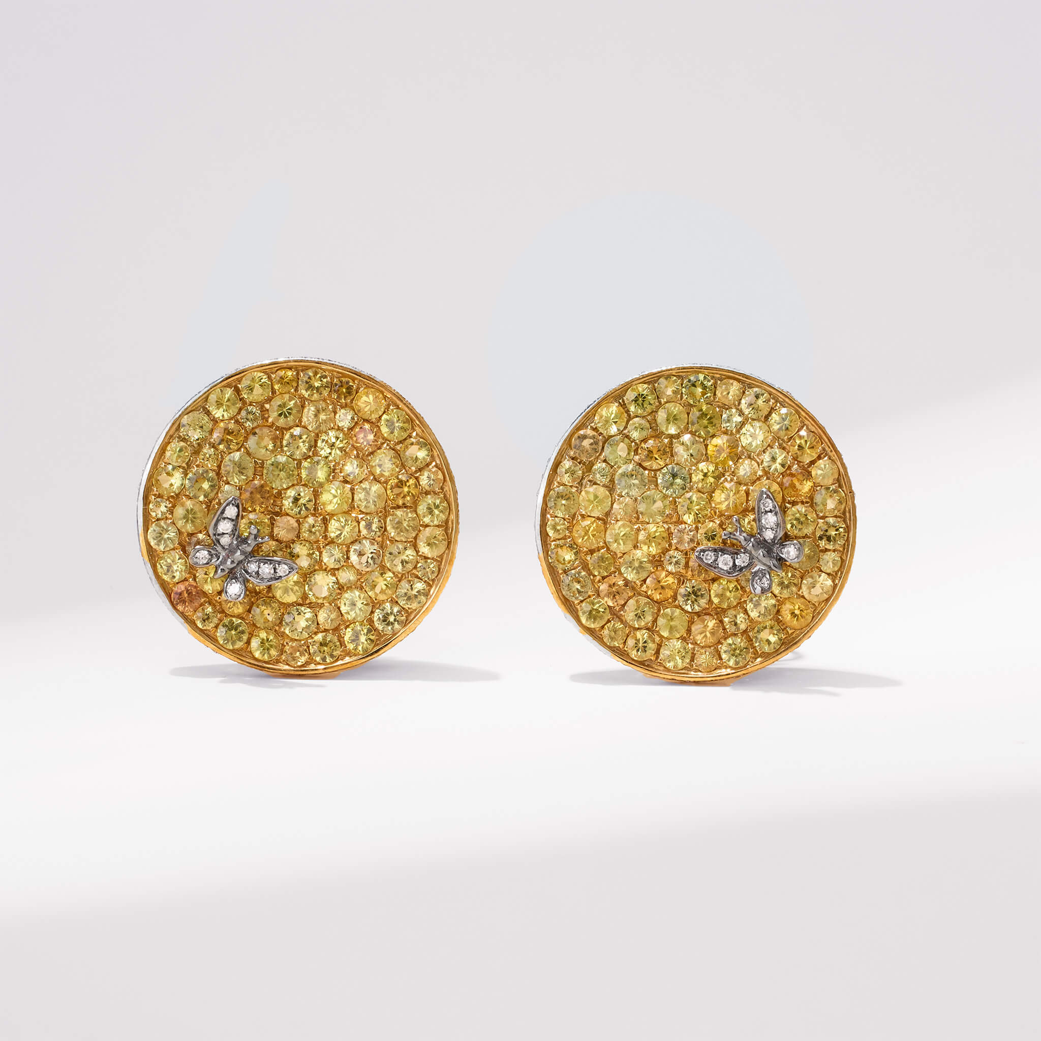 18K Gold Yellow Sapphire &amp; Diamond Earrings - Jewelry And Store