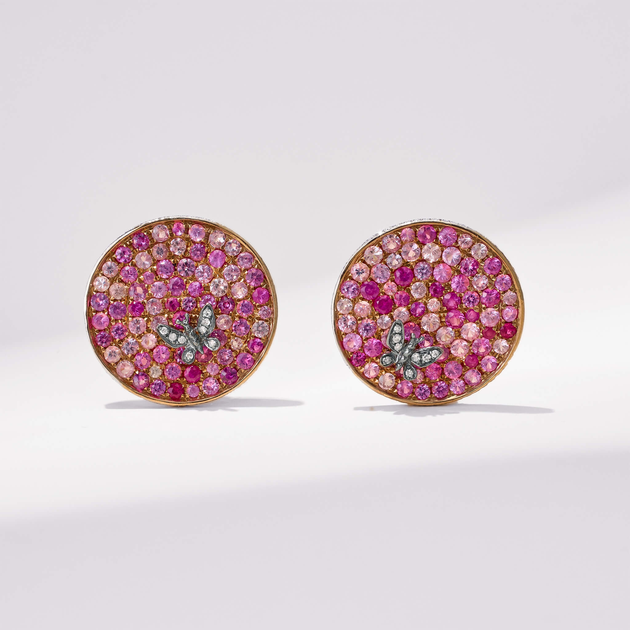 18K Gold Pink Sapphire &amp; Diamond Earrings - Jewelry And Store