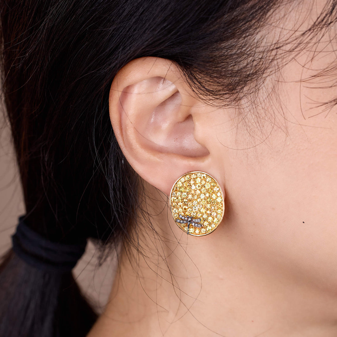 18K Gold Yellow Sapphire &amp; Diamond Earrings - Jewelry And Store