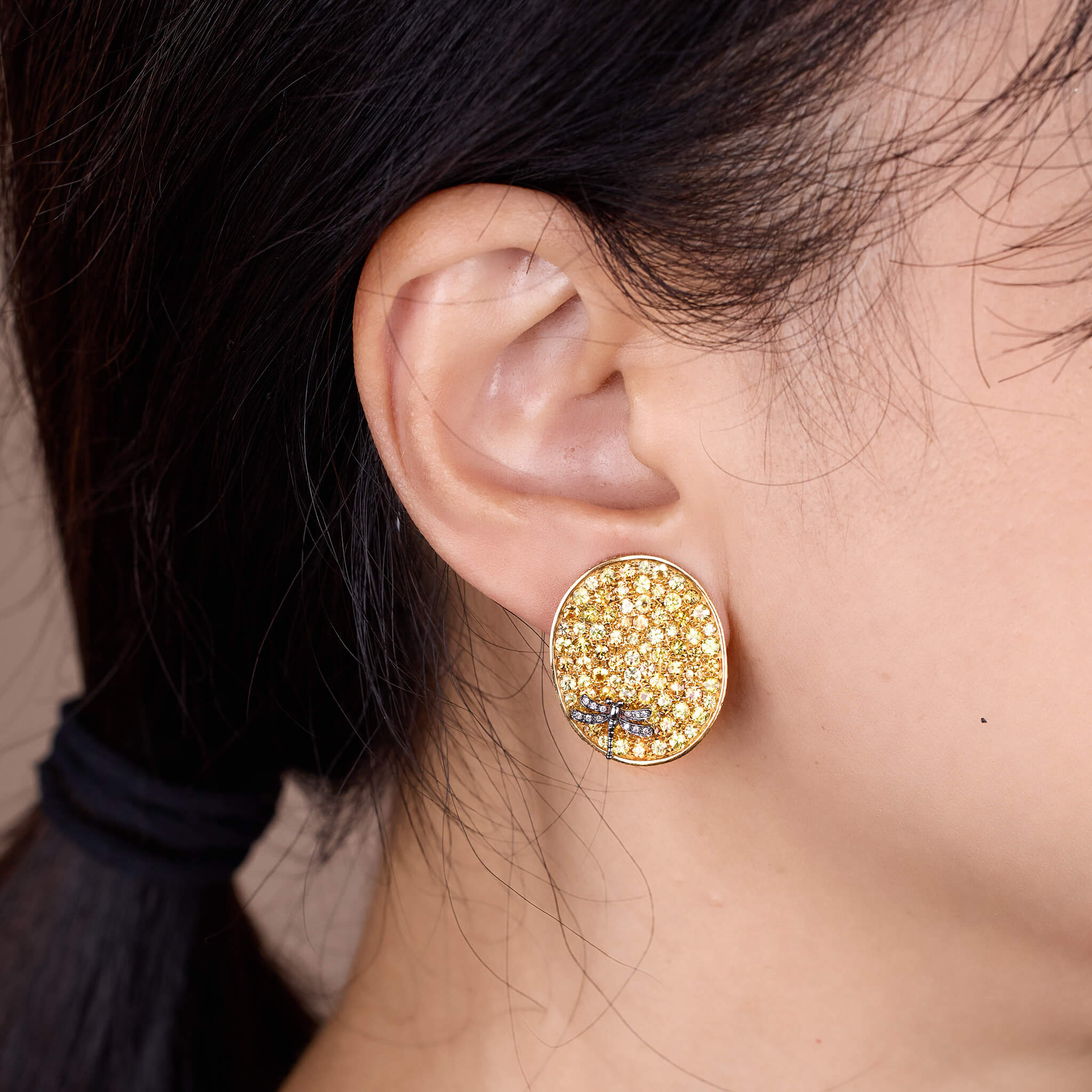 18K Gold Yellow Sapphire &amp; Diamond Earrings - Jewelry And Store