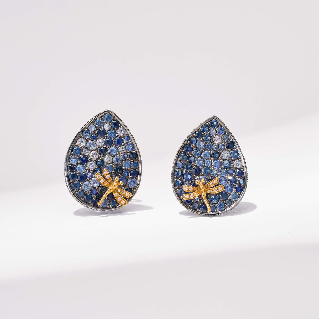 18K Gold Blue Sapphire & Diamond Earrings - Jewelry And Store