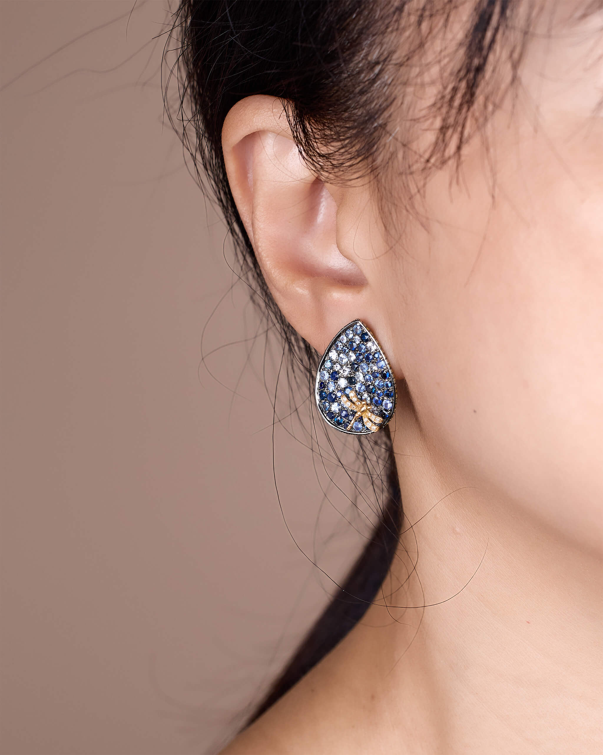 18K Gold Blue Sapphire &amp; Diamond Earrings - Jewelry And Store