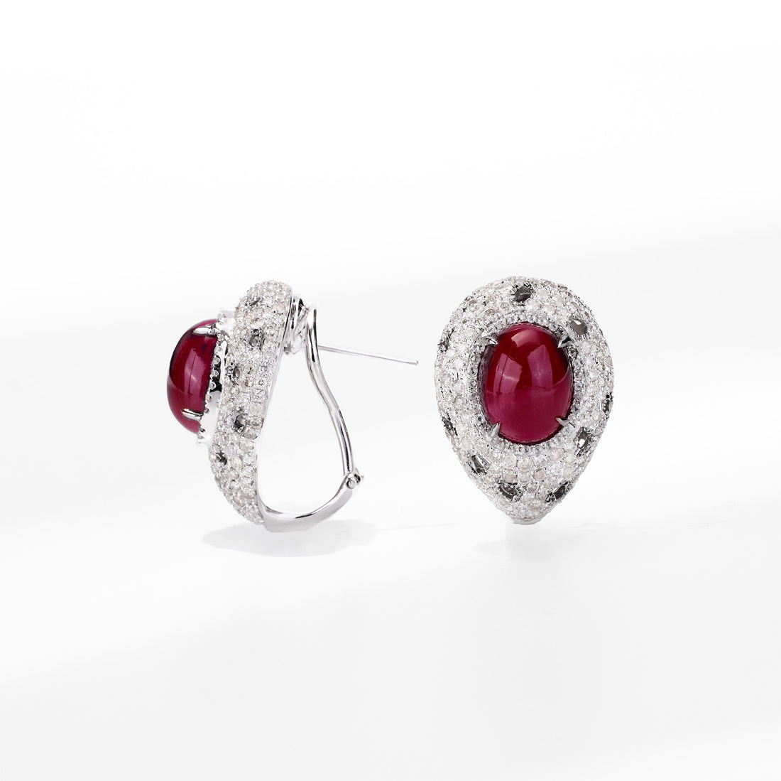 18K Gold Diamond and Ruby Hoop Earrings - Jewelry And Store