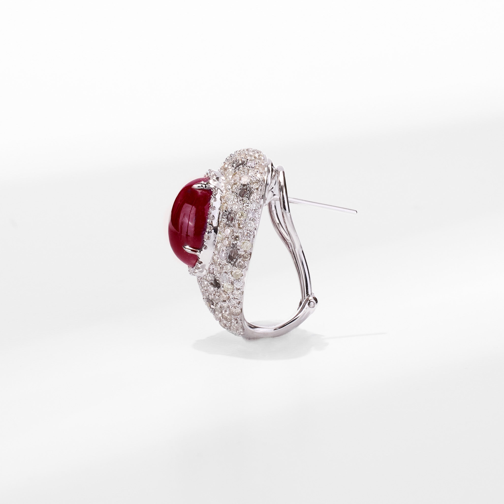 18K Gold Diamond and Ruby Hoop Earrings - Jewelry And Store