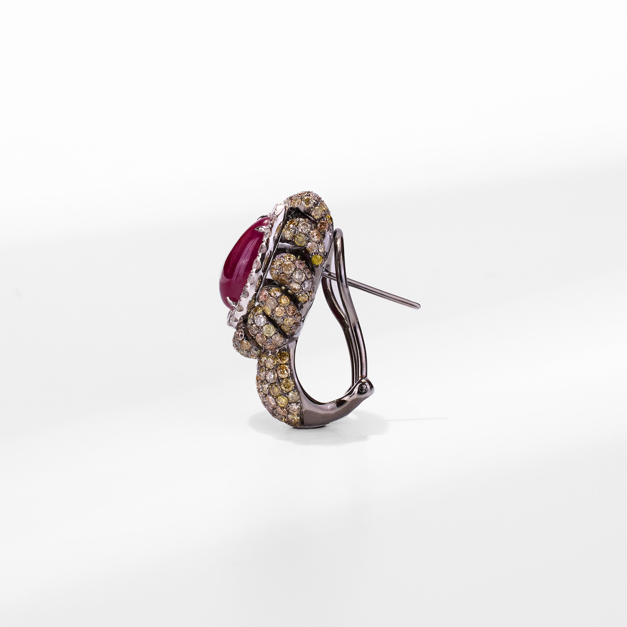 18K Gold Diamond and Ruby Hoop Earrings - Jewelry And Store