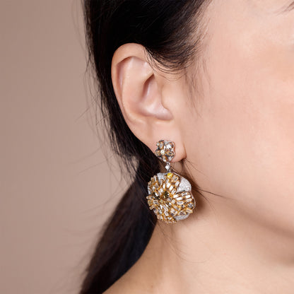 18K Gold Baguette Diamond Drop Earrings