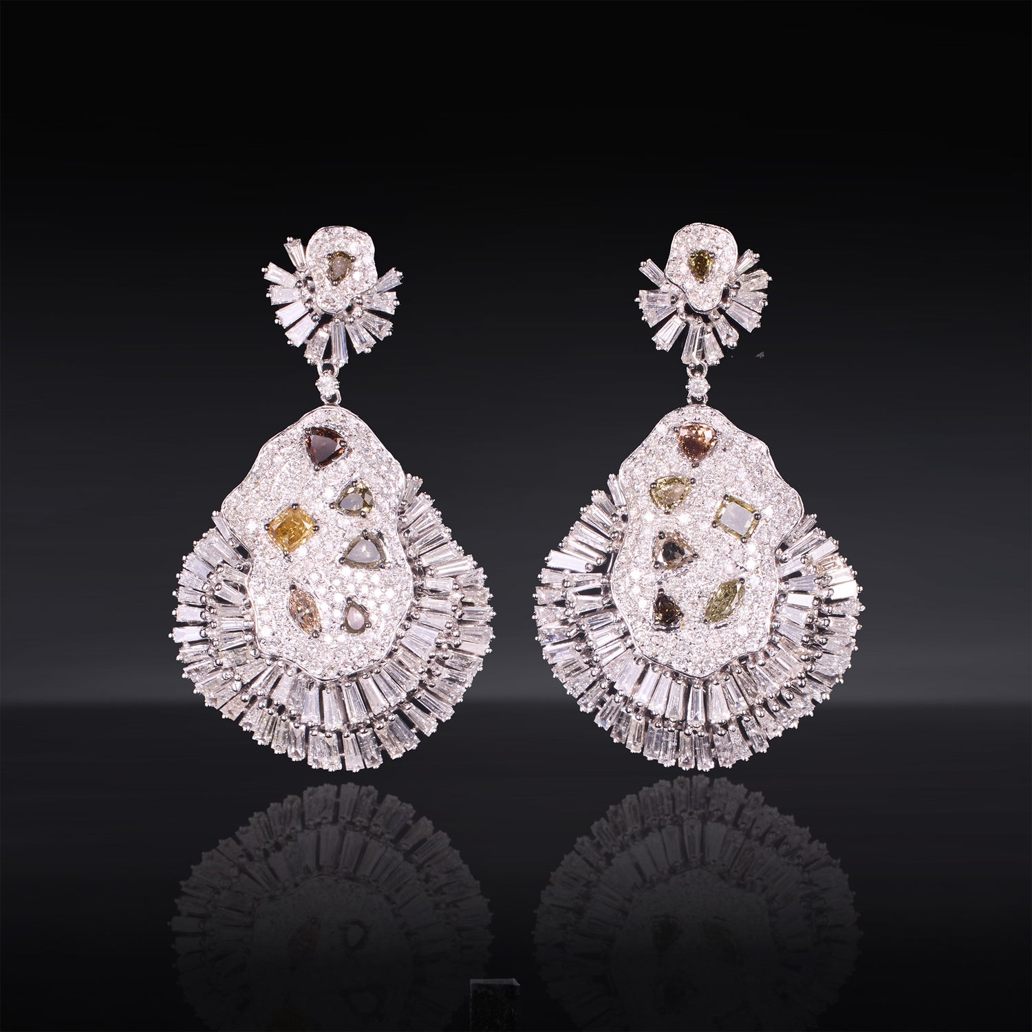 18K White Gold Art Deco Earrings with Natural Diamonds - Jewelry And Store