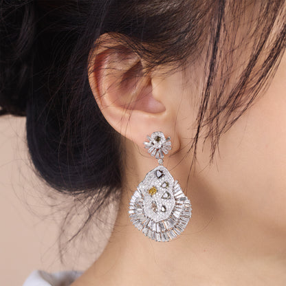 18K White Gold Art Deco Earrings with Natural Diamonds - Jewelry And Store