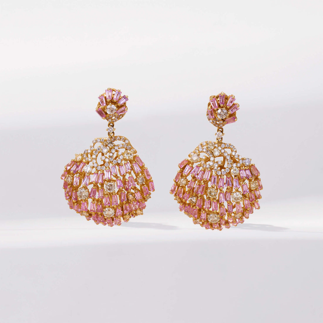 18K Gold Pink Sapphire & Diamond Drop Earrings - Jewelry And Store