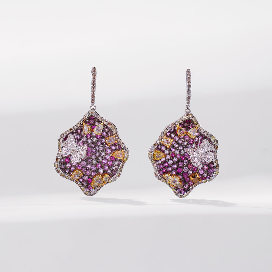 18K Gold Pink Sapphire &amp; Diamond Drop Earrings - Jewelry And Store