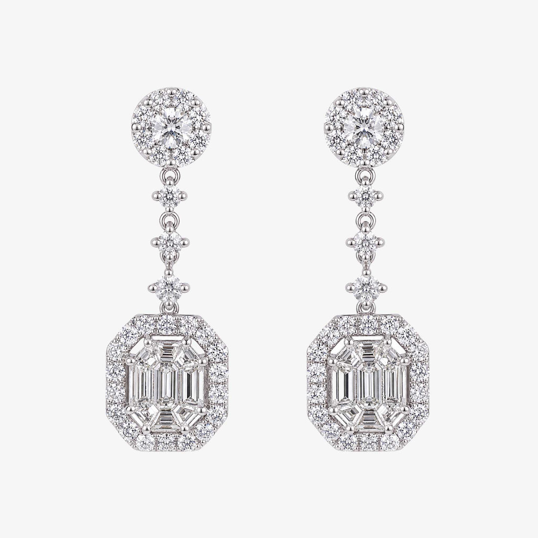 2.63ctw Natural Diamond Drop Earrings in 18K White Gold - JewelryAndStore