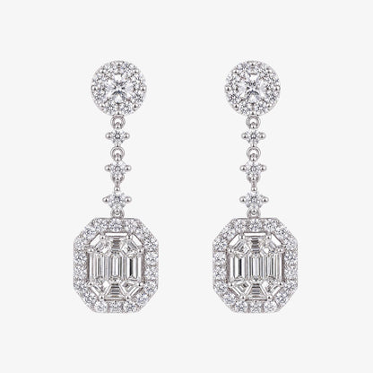 2.63ctw Natural Diamond Drop Earrings in 18K White Gold - JewelryandStore