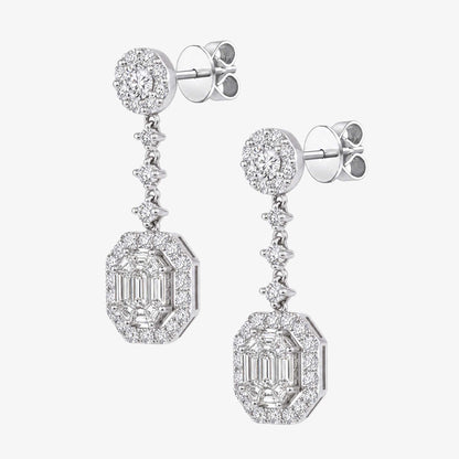 2.63ctw Natural Diamond Drop Earrings in 18K White Gold - JewelryandStore