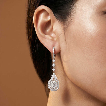 3.32ctw Natural Mixed Cut Diamond Drop Earrings in 18K White Gold