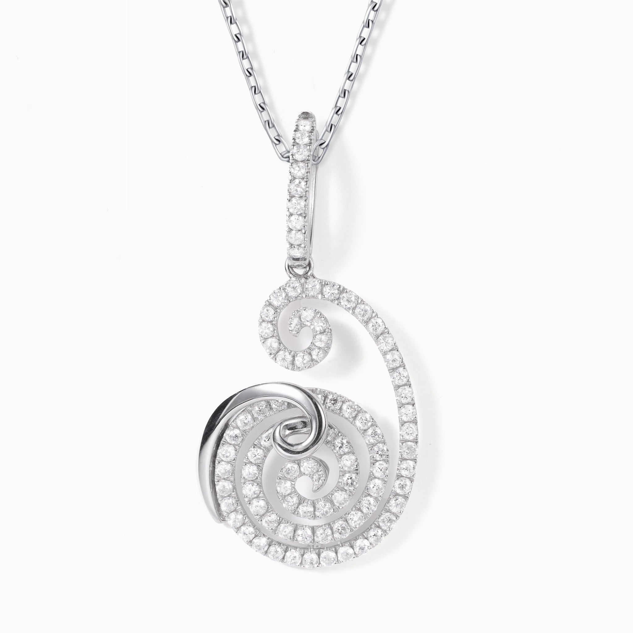 18K White Gold Pendant with Natural Diamonds - JewelryAndStore
