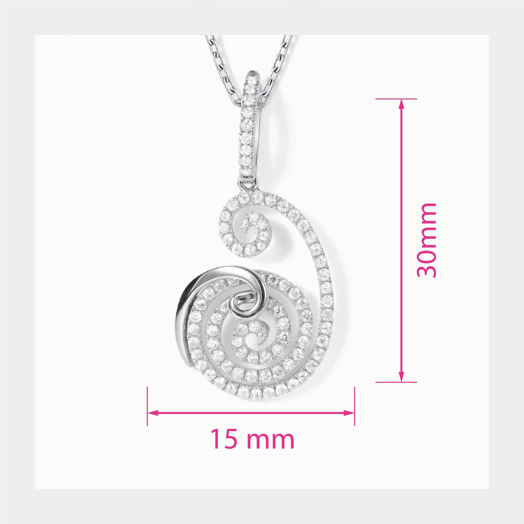 18K White Gold Pendant with Natural Diamonds - JewelryAndStore
